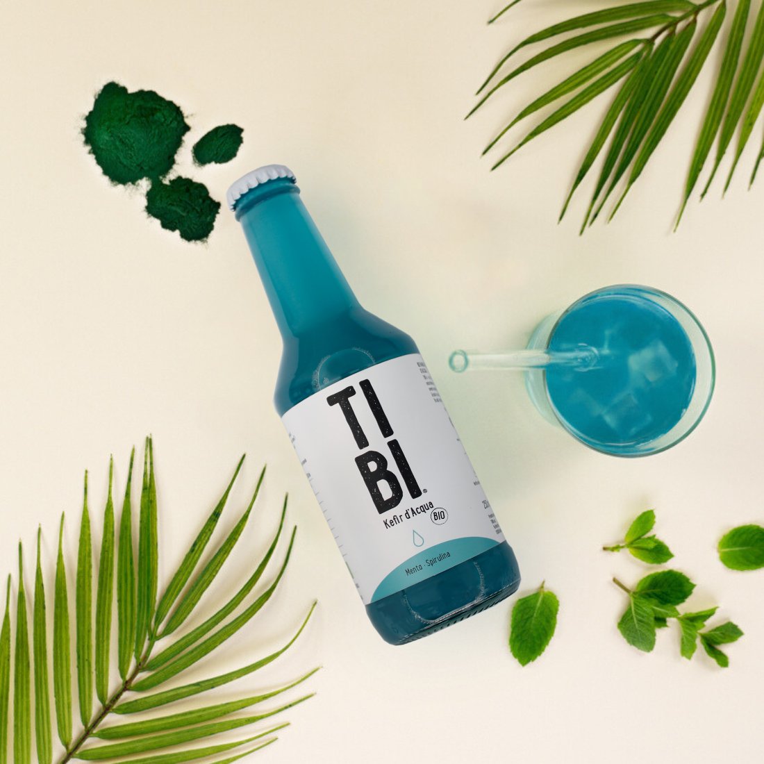 TIBI Kefir d'acqua bicchiere - menta, spirulina